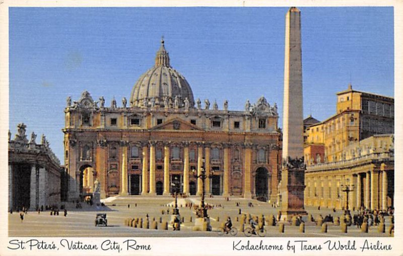 St. Peter's, Vatican City, Rome Kodachrome by Trans World Airlines Airplane U...