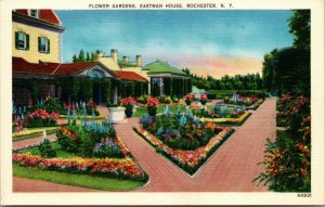 Vtg 1930s George Eastman House Flower Gardens Rochester New York NY Postcard