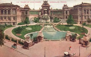 Vintage Postcard 1910's Palace Of Long Champs Gardens Building Marseilles France