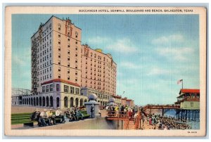 1936 Buccaneer Hotel Seawall Boulevard Beach Galveston Texas TX Postcard