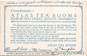 Atlas Tea Rooms tri fold Duluth,  MN