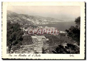 Modern Postcard View Menton and Italy