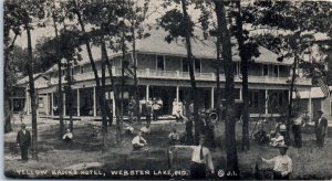 1910s Yellow Banks Hotel Webster Lake Indiana Postcard