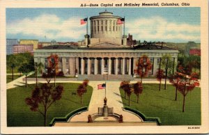 Vtg 1930's State Capitol and McKinley Memorial Columbus Ohio OH Postcard