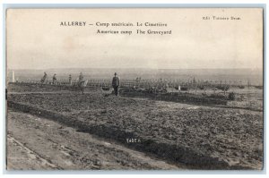 c1905 American Camp The Graveyard Allerey France Soldier Mail Posted Postcard