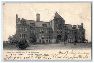 1906 Mercy Sanitarium Building Tower Entrance View Manistee Michigan MI Postcard