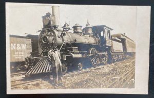 Mint Real Picture Postcard Train Railway Locomotive With Driver