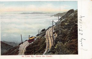 MT LOWE ELECTRIC RAILWAY CAR~ABOVE THE CLOUDS IN CALIFORNIA POSTCARD 1900s