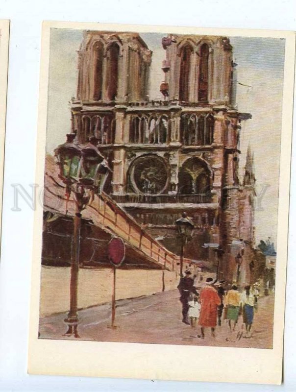 260367 USSR Armenia Nalbandyan Paris Notre Dame Cathedral 1966 year postcard