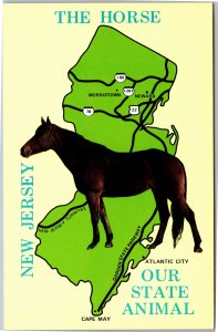 Postcard MAP NJ - The Horse Our State Animal