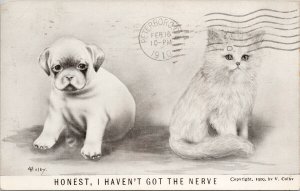 Cat Dog Puppy Kitten 'Honest I Haven't Got The Nerve' Colby Postcard G31