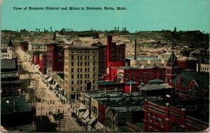 Vtg Cartolina 1910s Butte Montana MT Affari District W Mines IN Distanza Unp