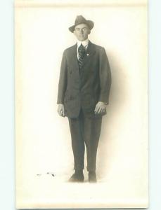 Pre-1930 rppc POSSIBLE GAY INTEREST - HANDSOME MAN IN SUIT & TIE o2118