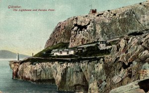 Gibraltar The Lighthouse and Europa Point Vintage Postcard 08.67