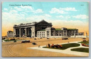 Railroad Locomotive Postcard - Union Station - Kansas City