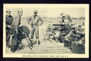 Fort Dix, New Jersey/NJ Postcard, Repairing Field Telephone Wires, WW2, 1942!