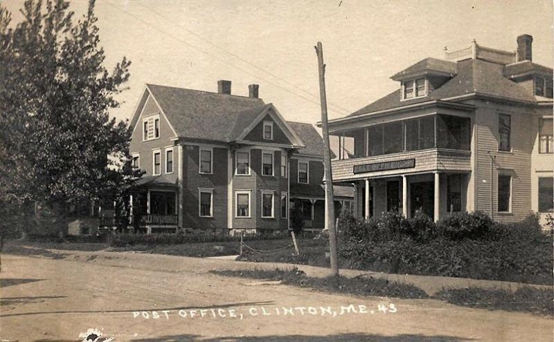 Clinton ME Post Office Eastern Illustrating Publisher Real Photo Postcard