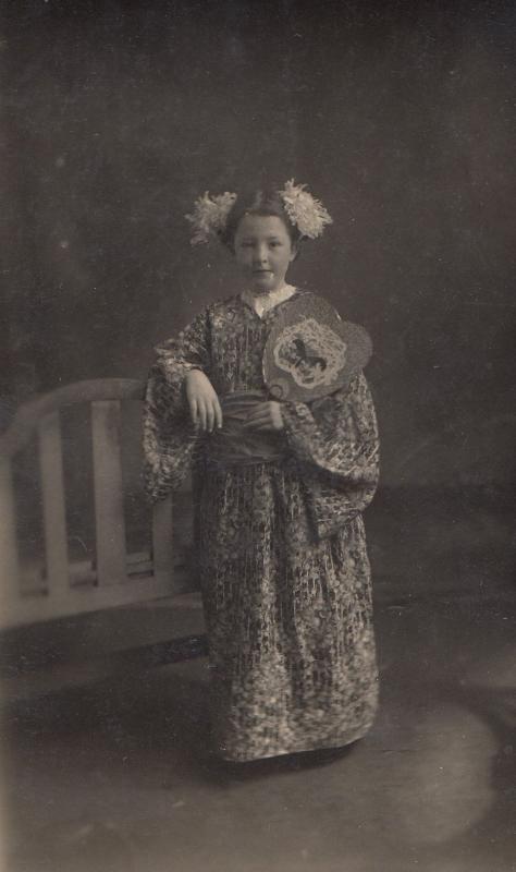 British Child In Japanese Kimono Antique Fashion Postcard