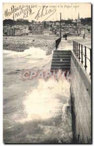 Old Postcard Le Havre Big time north dike