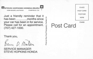 Fairfield CA Steve Hopkins Honda-Isuzu Dealership Postcard