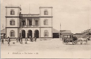 Ismailia The Station Egypt Postal Service Carriage Wagon Horses Postcard E82