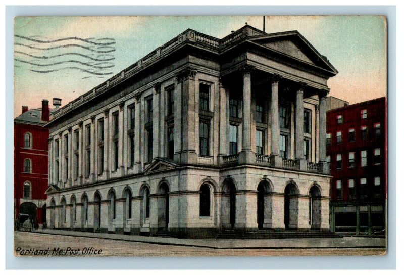 1911 Building of Post Office, Portland Maine ME Antique Posted Postcard