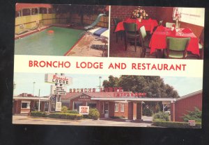 AMARILLO TEXAS ROUTE 66 BRONCHO LODGE RESTAURANT ADVERTISING POSTCARD