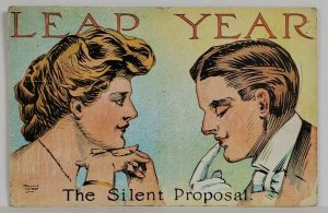 Leap Year The Silent Proposal c1908 to Franklin NY Postcard S9