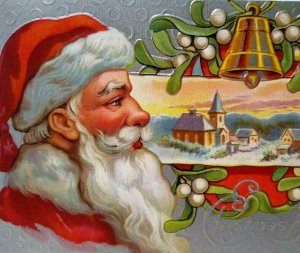 Santa Claus Father Christmas Blessings Postcard Silver Bell Vintage Series 2