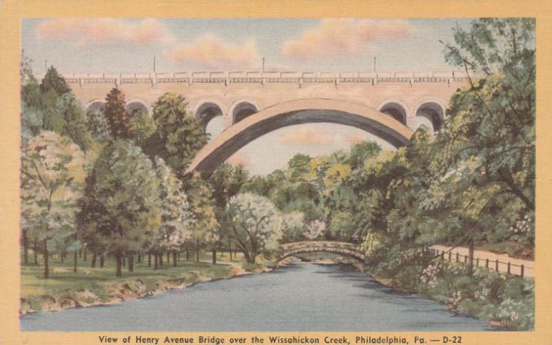 Henry Avenue Bridge over Wissahickon Creek Philadelphia PA Pennsylvania - Linen