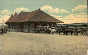 Lansing Michigan MI Railroad Train Station Depot c1910 Vintage Postcard