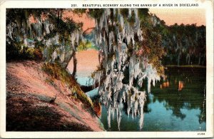 Scenery Banks River Dixieland CT American Art Colored Vintage Postcard UNP Vtg 