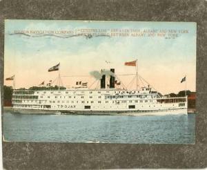 STEAMER 1912 TROJAN ALBANY NY RT BOAT SHIP Postcard