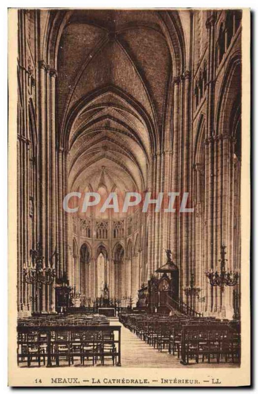 Old Postcard Meaux La Cathedrale Interieur