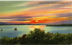 Sunset on Lake Champlain - Burlington, Vermont - (and New York State) Linen