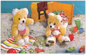 Teddy Bears in bathing suits, Beaching scene, 40-60s