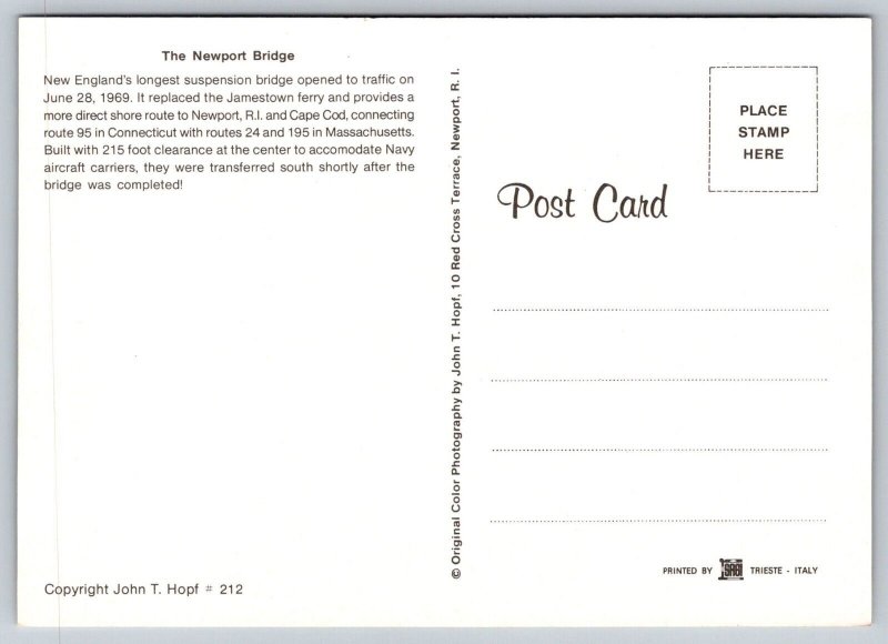 Newport Bridge  Rhode Island  Double Rainbow  Postcard