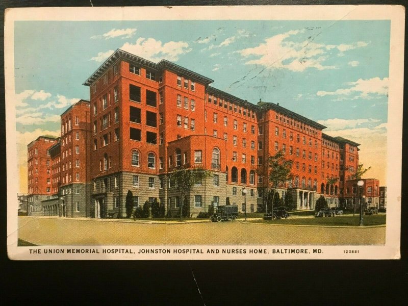 Vintage Postcard 1932 Union Memorial-Johnston Hospital Nurses Home Baltimore MD