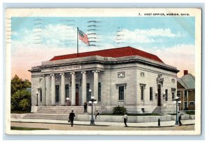 1921 Post Office Building Street View Marion Ohio OH Posted Vintage Postcard 