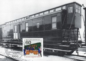 WEST BERLIN POSTAL SERVICES MAXIMUM POSTCARD CENTENARY OF RAILWAY POST OFFICE