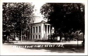 Real Photo Postcard County Courthouse in Vevay, Indiana