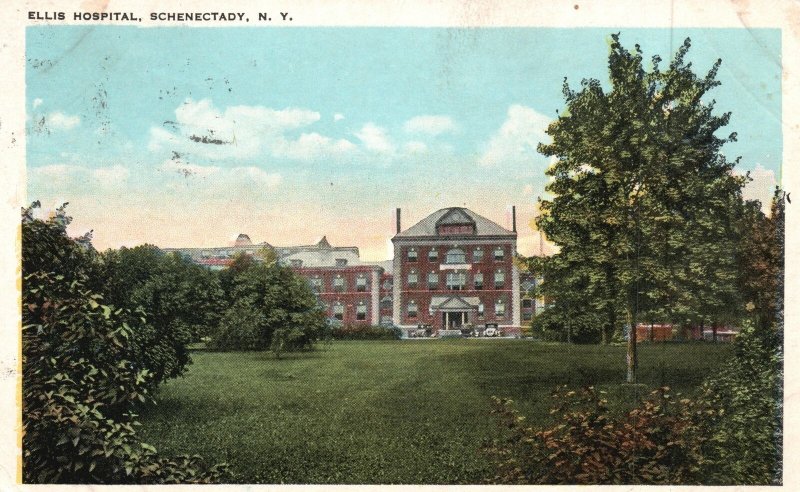 Vintage Postcard Ellis Hospital Building Schenectady New York NY Pub by S Morris