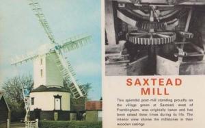 Saxstead Suffolk Mill Windmill 1970s History Postcard