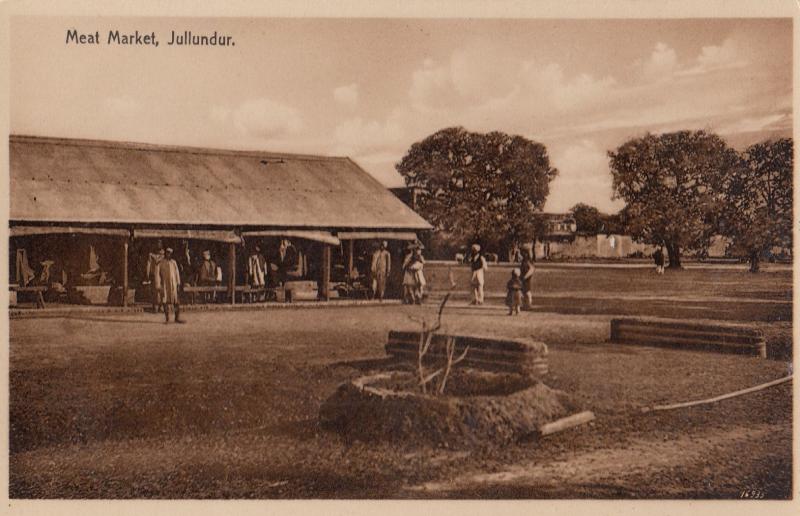 Meat Butcher Market Jullunder Punjab Old Real Photo Indian Postcard