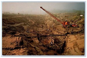 1960 Excavation Steamboat Bertrand Equipment Crane Missouri Valley Iowa Postcard 