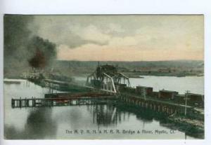 Mystic CT New RR Railroad Train Bridge Postcard
