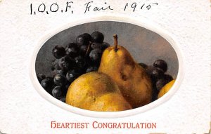 Fruit Bowl Heartiest Congratulation Fruit Writing on Back 