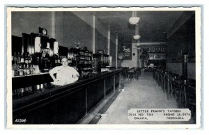 OMAHA, Nebraska NE ~ Bartender LITTLE FRANK'S TAVERN Bar Interior 1940s Postcard