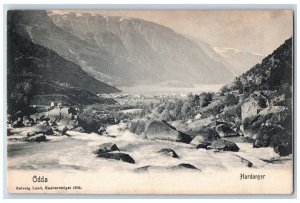 Odda Hardanger Norway Postcard View of Mountain and River c1905 Antique