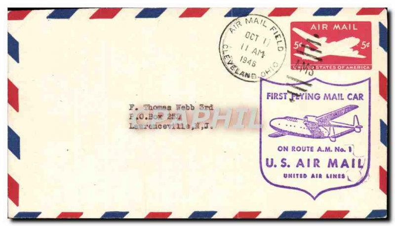 Letter USA 1st Flying Air Mail CAr November 10, 1946